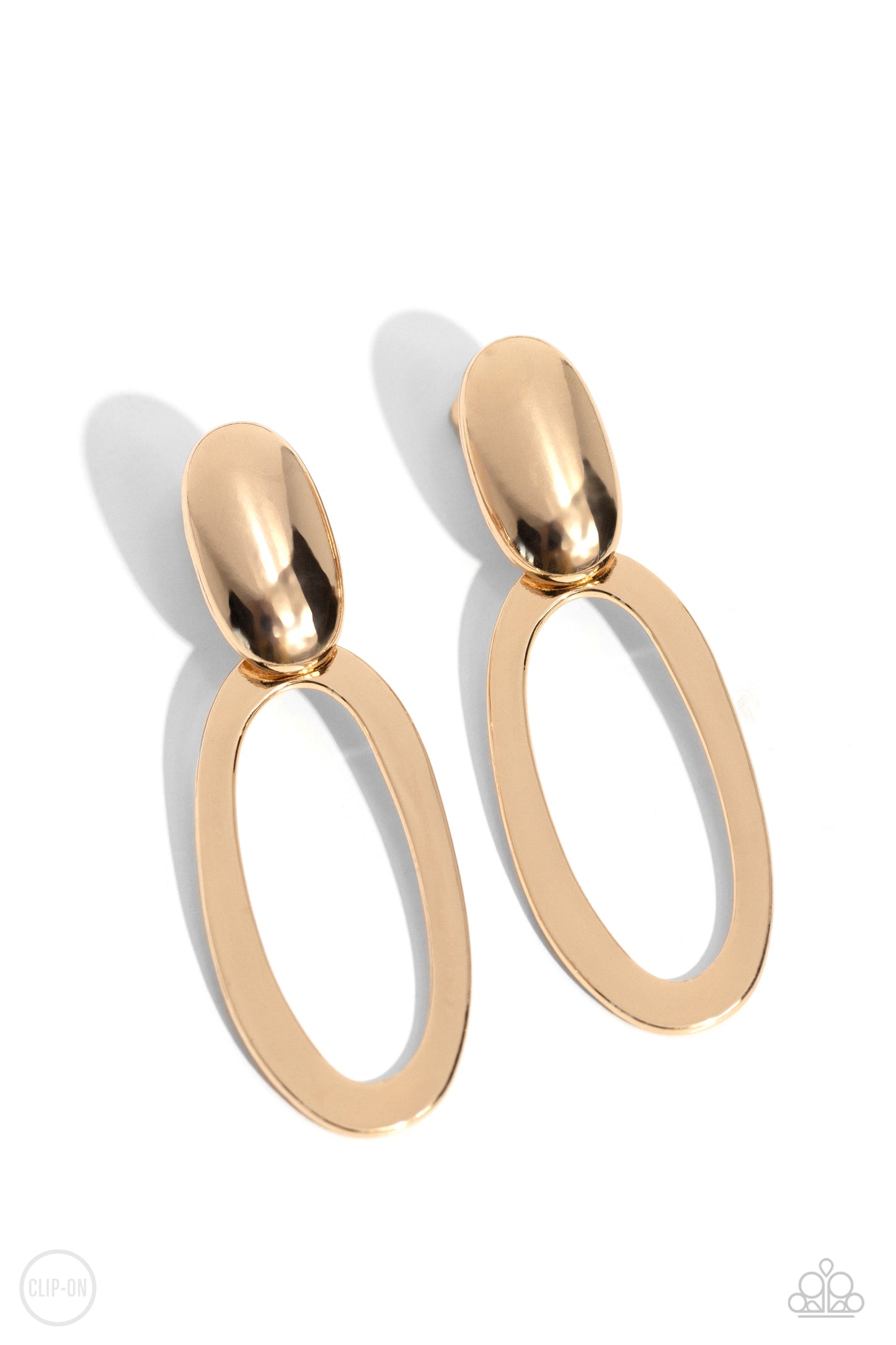 New Releases 4/5 Pull OVAL! - Gold Clip-on Earrings