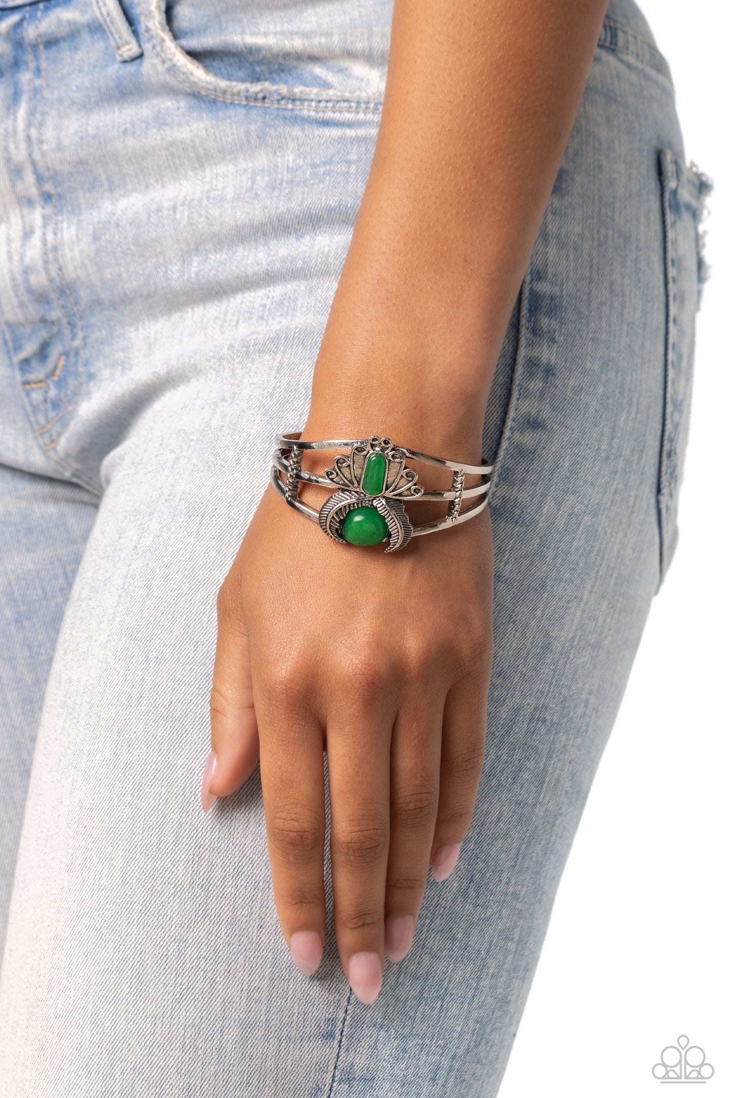 New Releases 7/4 Peacock Plume - Green Bracelet