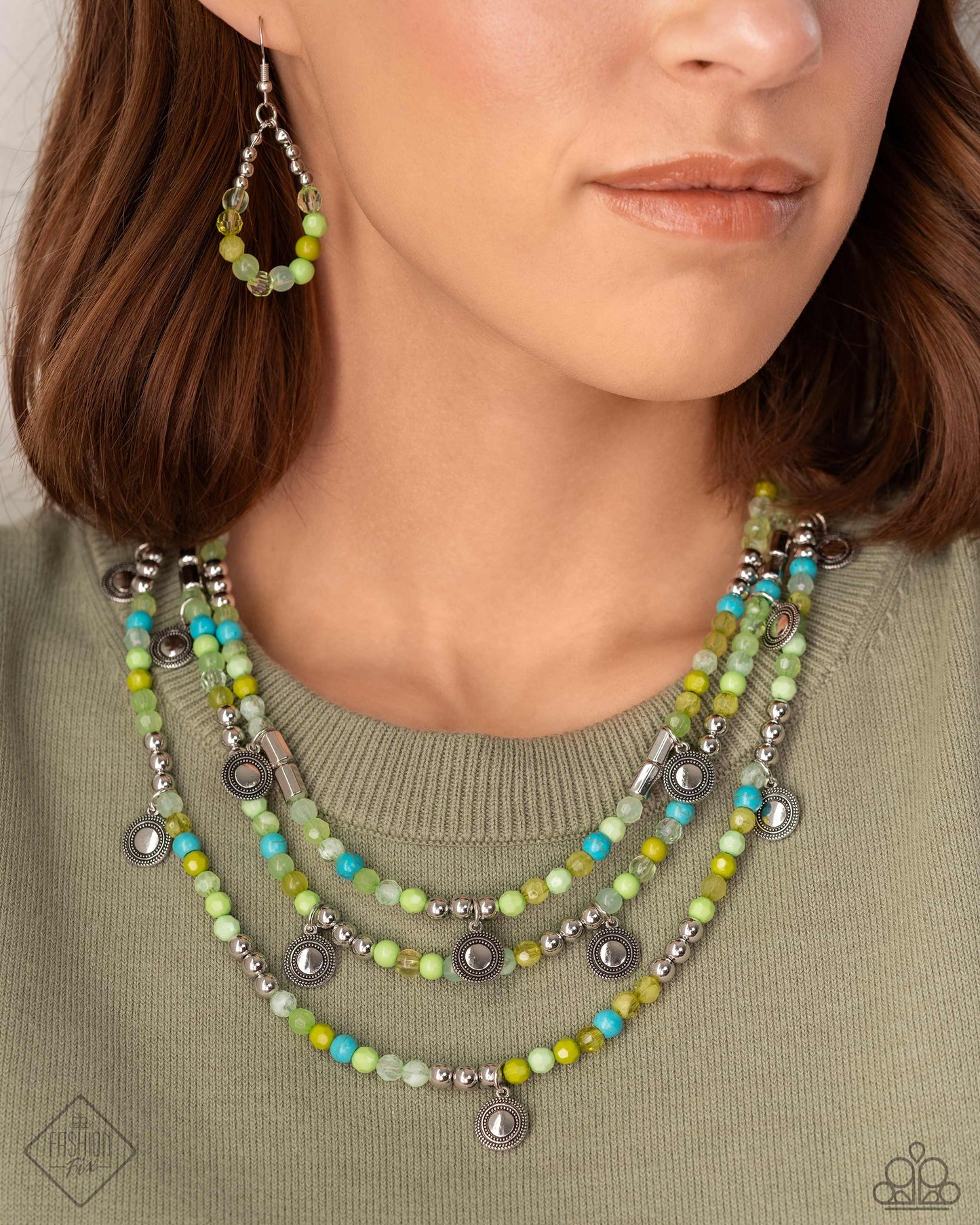 New Releases 4/5 Piquant Pattern - Green Necklace