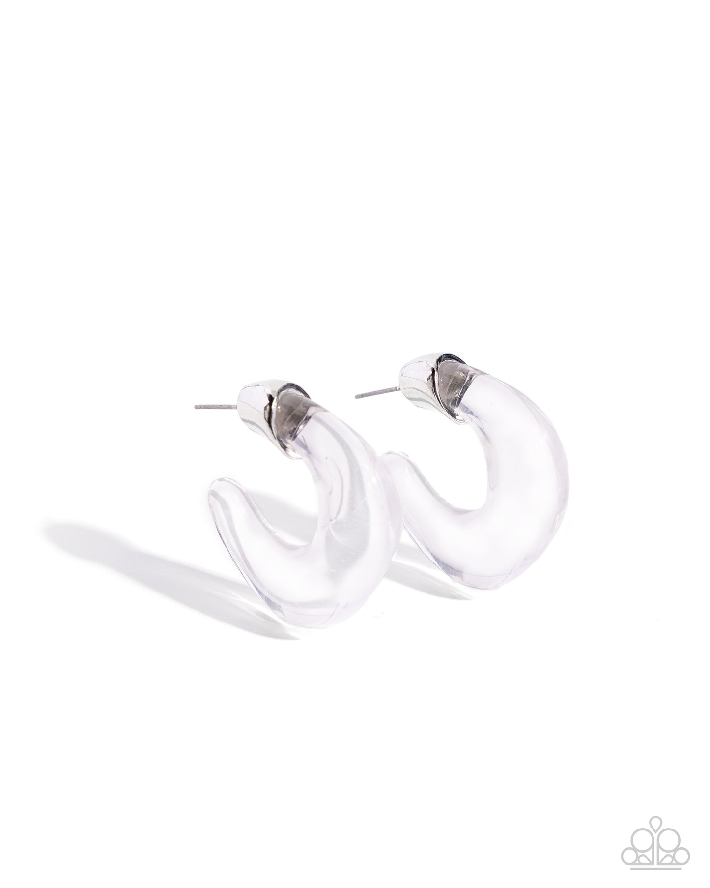 New Releases 9/4 Clear Charm - White Hoop Earrings