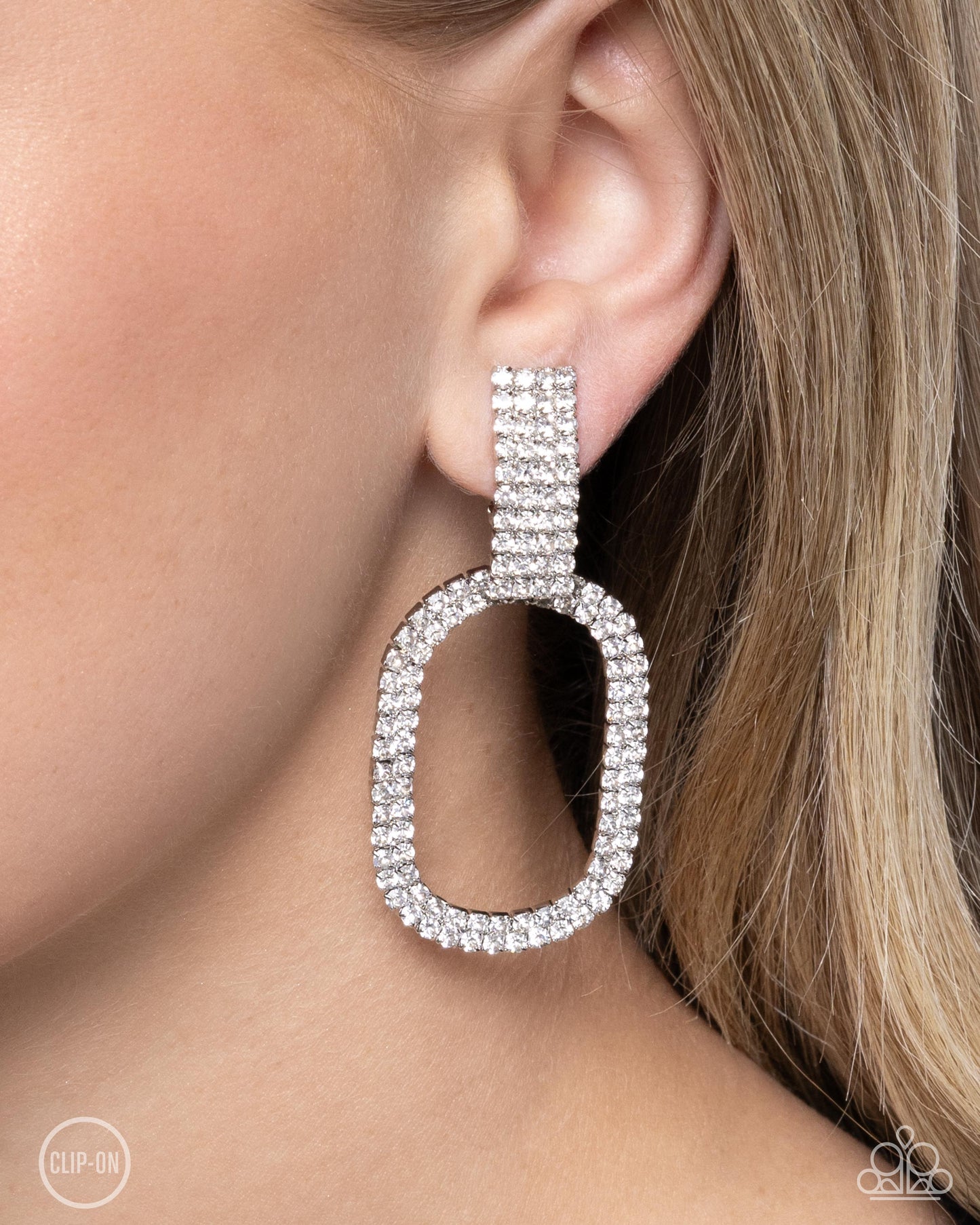 New Releases 9/10 Guarded Glitz - White Clip-on Earrings