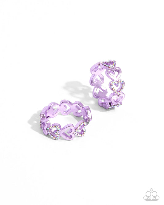 New Releases 7/12 Historic Hearts - Purple Hoop Earrings