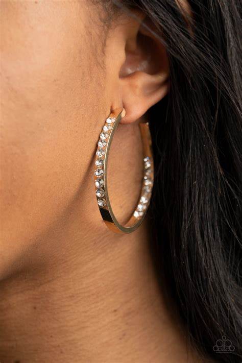 PAPARAZZI BORDERLINE BRILLANCE GOLD EARRING