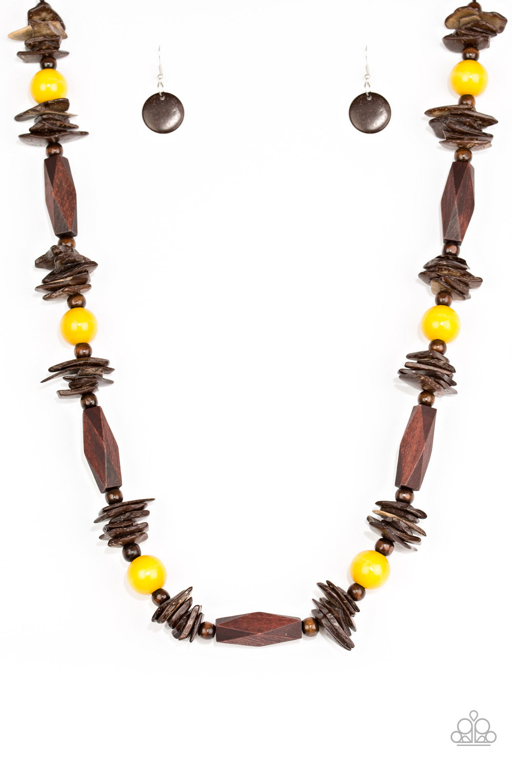 Wood brown and yellow necklace